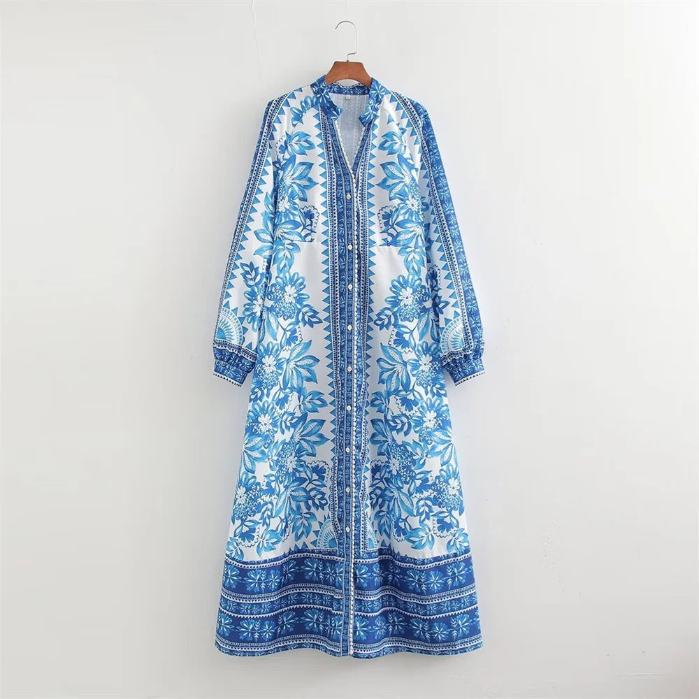Vestido Lilian - Com Mangas Comprida Solto Decote em V (Sensação do Outono - 2025)